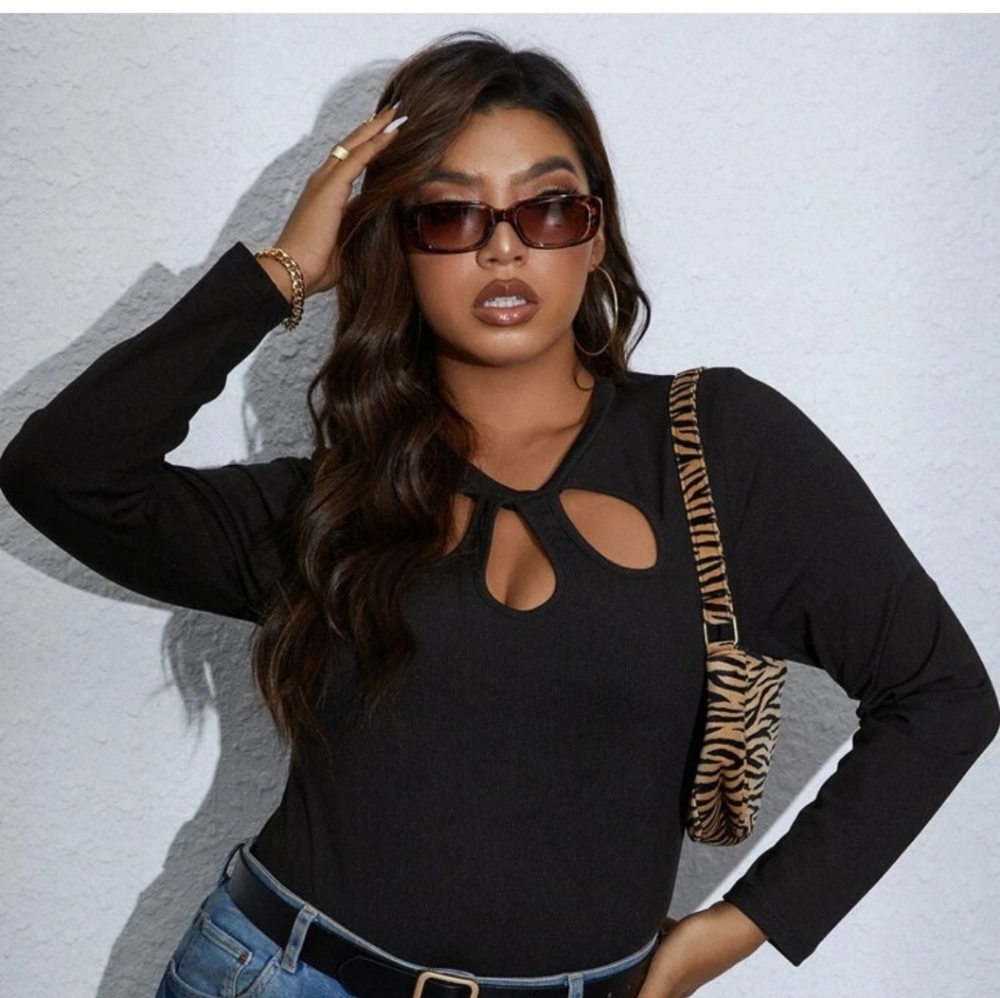 Black cut out shirt